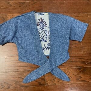 Levis Made & Crafted Denim Shirt Women's Med Blue Pineapple Fresh Produce Boho